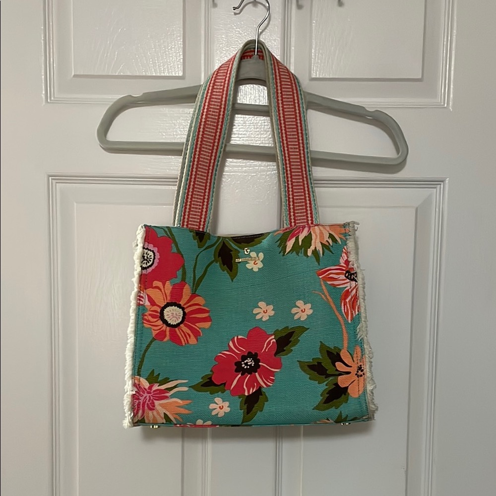 Spartina Floral Tote Bag with Striped Handles